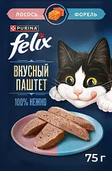 Корм для кошек ФЕЛИКС Вкусный паштет лосось форель 75г