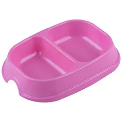 Миска РЫЖИЙ КОТ двойная розовая пластик арт.106083