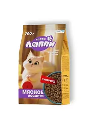 Корм для кошек ХАППИ ЛАППИ Мясное ассорти для взрослых 700г