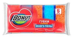 Губки кухонные БОНУС Много пены крупнопористые 5шт