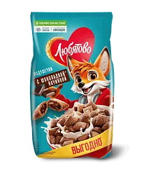Завтрак ЛЮБЯТОВО Подушечки с шоколадной начинкой м/у 500г