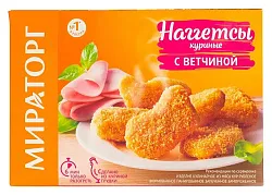 Наггетсы МИРАТОРГ куриные с ветчиной 250г