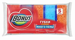 Губки кухонные БОНУС Много пены крупнопористые 5шт