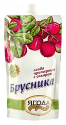Брусника САВА протертая с сахаром д/пак 280г