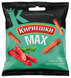 Сухарики КИРИЕШКИ Макс охотничьи колбаски 40г