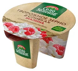 Творожный продукт СЕЛО ЗЕЛЕНОЕ зерно в сливках малина бзмж 5% 130г