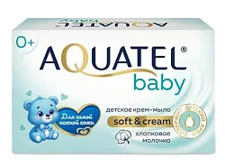 Крем-мыло детское АКВАТЕЛЬ Беби хлопковое молочко 90г