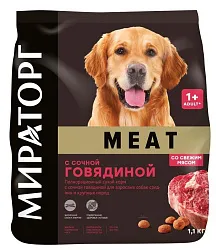 Корм для собак МИРАТОРГ Мит с сочной говядиной для средних и крупных 1.1кг
