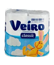 Туалетная бумага ВЕЙРО Классик белая 2сл 4рул