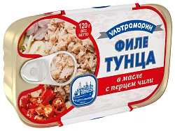 Тунец УЛЬТРАМАРИН филе в масле с перцем чили ж/б ключ 120г