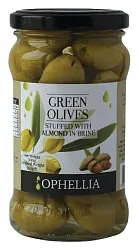 Оливки ОФЕЛЛИЯ зеленые фаршированные с миндалем ст/б 370мл