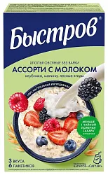 Каша овсяная БЫСТРОВ клубника малина лесные ягоды карт/уп 240г