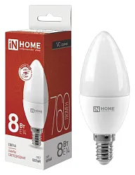 Лампа светодиодная ИН ХОУМ Свеча 8Вт 4000К 760Лм Е14