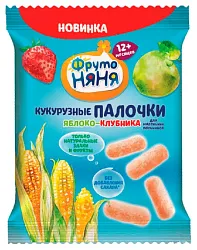 Кукурузные палочки ФРУТОНЯНЯ яблоко клубника 20г