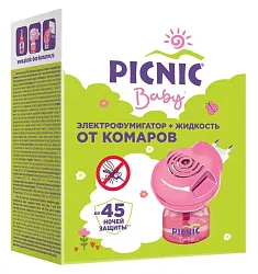 Электрофумигатор ПИКНИК Бэби от комаров+жидкость 45 ночей 30мл