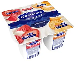 Йогуртный продукт АЛЬПЕНЛАНД сливочный клубника ананас бзмж 7.5% 95г