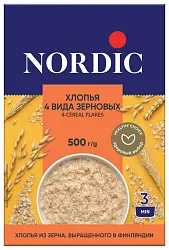 Хлопья НОРДИК 4 злака карт/уп 500г