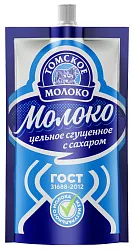 Сгущенное молоко ТОМСКОЕ МОЛОКО цельное с сахаром бзмж 8.5% д/пак 270г