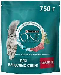 Корм для кошек ПУРИНА ВАН для взрослых с говядиной и цельными злаками 750г