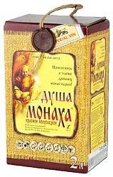 Вино ДУША МОНАХА красное п/сл 10-12% т/пак 2л