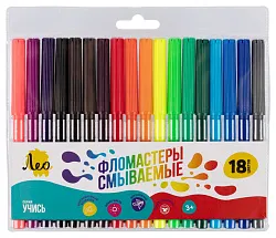Фломастеры ЛЕО Учись смываемые 18цв арт.LSFP-18