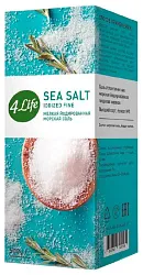 Соль морская 4ЛАЙФ йодированная мелкая бум/уп 500г