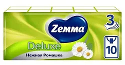 Платочки бумажные ЗЕММА Делюкс Нежная ромашка 3сл 10шт