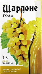 Вино БАХУС Шардоне белое сух 10-12% т/пак 1л