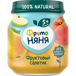 Пюре ФРУТОНЯНЯ натуральное из яблок груш и персиков ст/б 100г