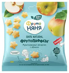 Мультизлаковый продукт ФРУТОНЯНЯ Звездочки яблоко 21г