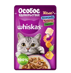 Корм для кошек ВИСКАС Желе белая рыба креветки овощи 75г