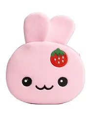 Кошелек МИЛОТА Кролик с клубникой розовый 11*10см плюшевый арт.CY023