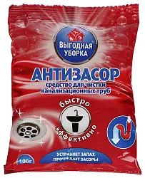 Средство для прочистки канализационных труб  ВЫГОДНАЯ УБОРКА Антизасор 100г