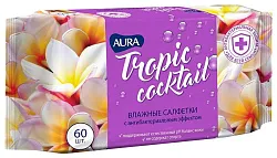 Влажные салфетки АУРА Тропический коктейль в ассортименте 60шт
