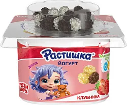 Йогурт РАСТИШКА обогащенный клубника с драже бзмж 3% пэт 115г