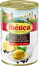 Оливки ИБЕРИКА с лимоном и черным перцем ж/б 300г