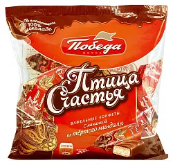Конфеты ПОБЕДА Птица счастья миндаль в сливочном шоколаде м/у 200г