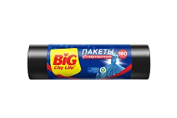 Пакеты для мусора БИГ СИТИ ЛАЙФ особопрочные черные 160л 10шт