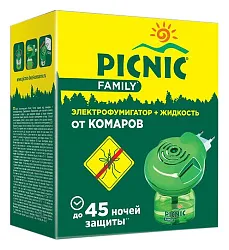 Электрофумигатор ПИКНИК Фэмили жидкость от комаров 45 ночей 30мл