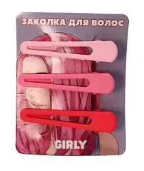 Зажим для волос ГЕРЛИ Классик розовый 3шт арт.121P-038