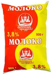 Молоко БЕЛЫЙ ЗАМОК цельное отборное бзмж 3.8% п/пак 900г