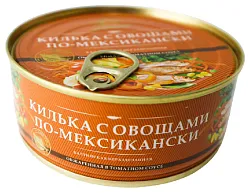 Килька ЗА РОДИНУ по-мексикански с овощами ж/б 240г