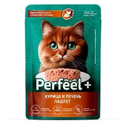Корм для кошек ПЕРФИЛ+ Паштет с курицей и печенью 75г