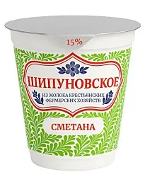 Сметана ШИПУНОВСКОЕ бзмж 15% 300г
