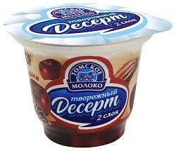 Десерт творожный ТОМСКОЕ МОЛОКО с какао и вишней бзмж 3.4% 130г