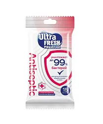 Влажные салфетки УЛЬТРА ФРЕШ Премиум Антисептические с хлоргексидином 15шт