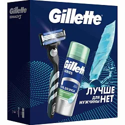 ПН ЖИЛЛЕТ Мак3 Бритва с 1 сменной кассетой +гель для бритья Сириес алоэ 75мл