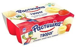 Творог РАСТИШКА обогащенный клубника банан пломбир бзмж 3.5% 6*45г