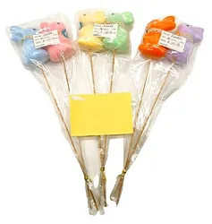 Декор пасхальный СФЕР Кролики на палке бархатные оранжевый и фиолетовый 2шт арт.3-0740-7