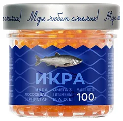 Икра лососевая ПУТИНА кеты зернистая из замороженного сырья ст/б 100г